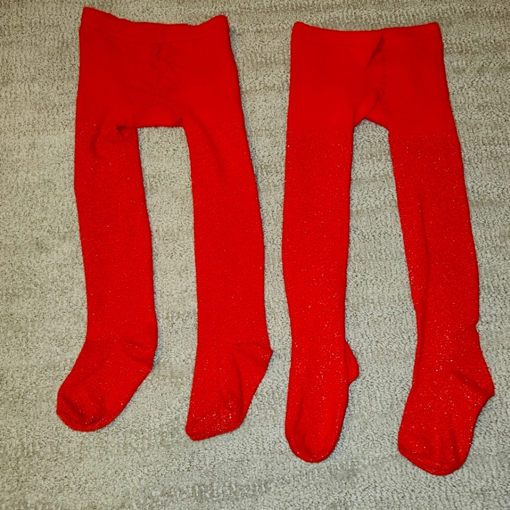 Carter's toddler red shimmer stockings. Two pairs